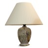 Porcelain lamp, Chinese decoration and pleated white lampshade. - Moinat - Decorating accessories